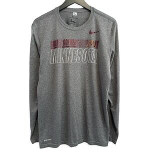 Nike Minnesota Golden Gophers Mens Large Gray Dri-Fit Long Sleeve T-Shirt